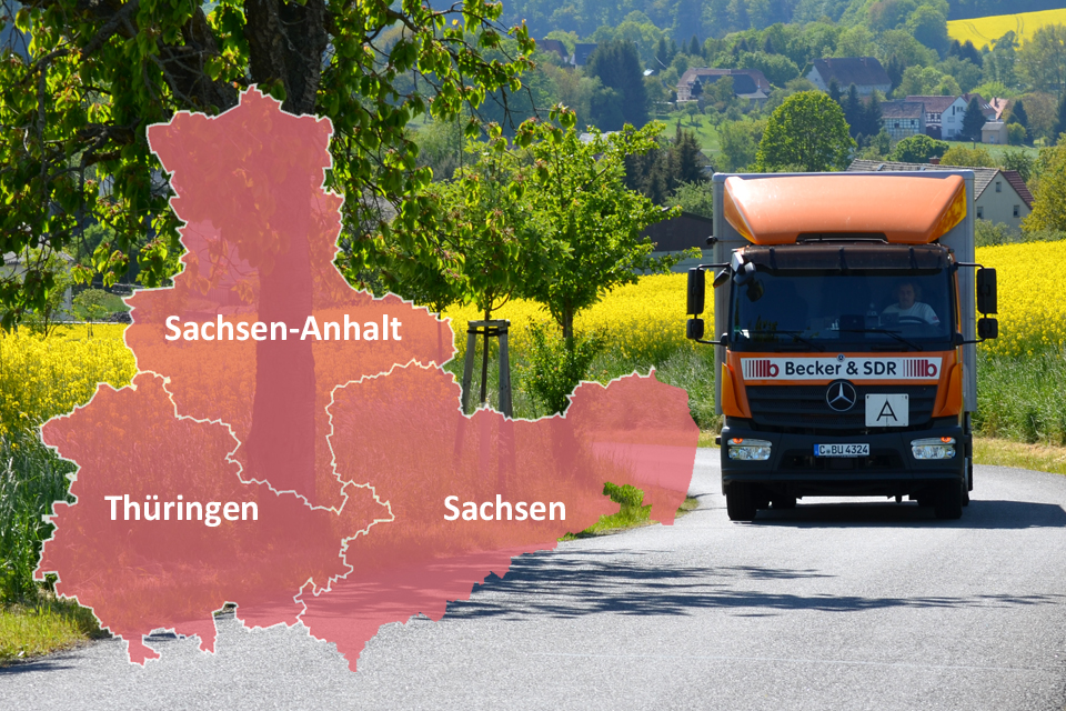 Lkw der Becker & SDR unterwegs in Sachse, Sachsen-Anhalt und Thüringen