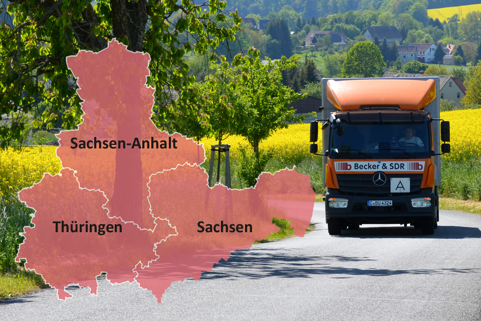 Lkw der Becker & SDR unterwegs in Sachse, Sachsen-Anhalt und Thüringen